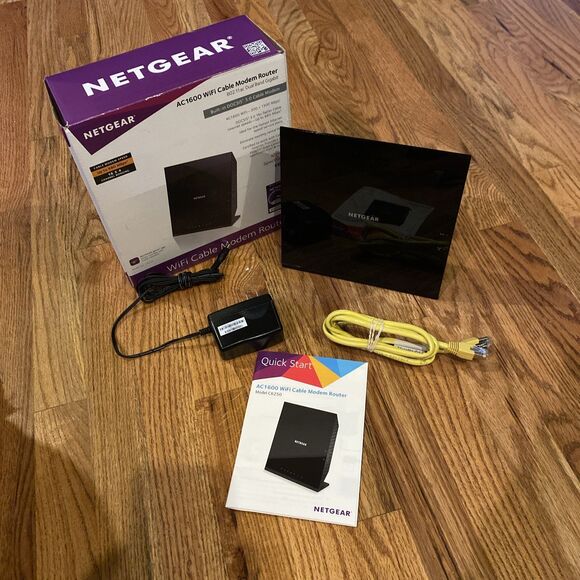 Netgear C6250 WiFi Cable Modem Router AC1600 w/ DC Adapter Cord Box QuickStart - Picture 1 of 10